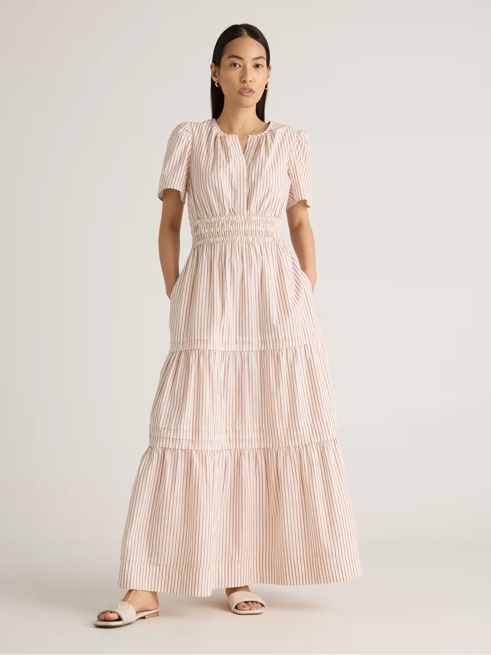 Quince 100% Organic Cotton Poplin Tiered Maxi Dress